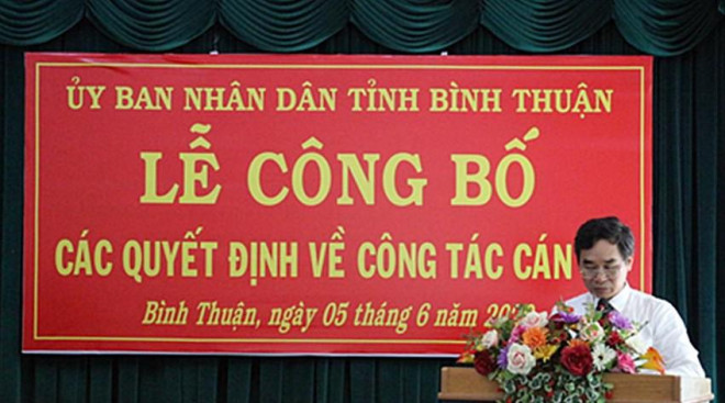 Ông Trần Hữu Thành phát biểu nhận nhiệm vụ Giám đốc Sở TN&amp;MT tháng 6-2020. Ảnh PĐ