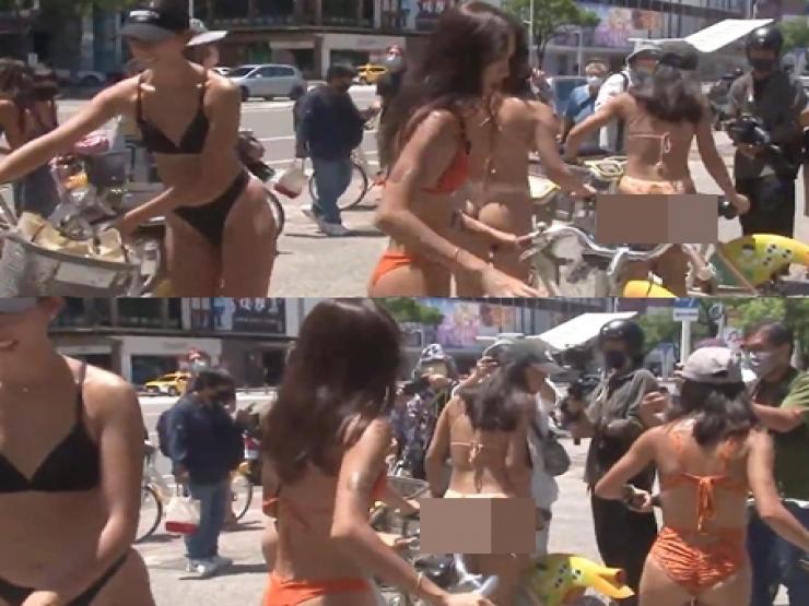 Thời trang - 50 cô gái mặc bikini đạp xe ở thành phố Cao Hùng giữa cái nắng như đổ lửa