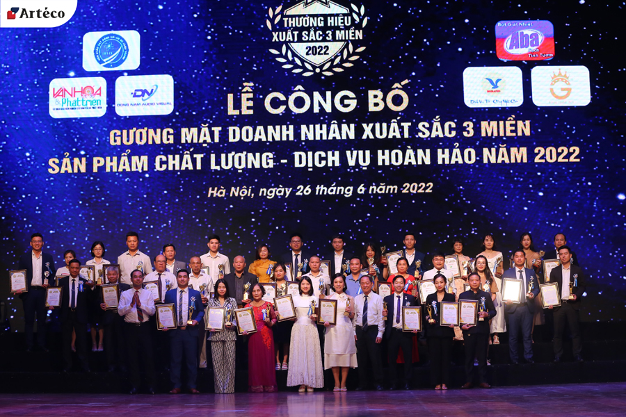 Arteco nhận giải thưởng "Sản phẩm chất lượng, Dịch vụ hoàn hảo 2022" và là một trong những thương hiệu xuất sắc 3 miền - 2