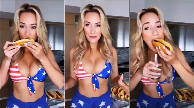 Spiranac mặc bikini hướng dẫn ăn xúc xích gây sốt
