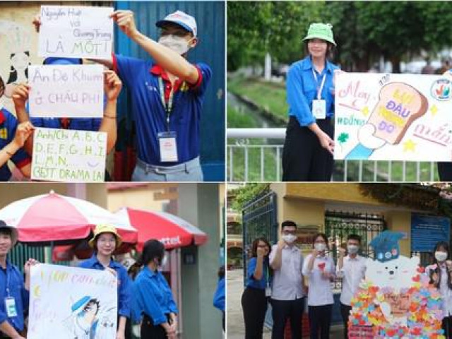 Bạn trẻ - Cuộc sống - Ấn tượng với cách cổ động độc đáo của sinh viên tình nguyện trong kỳ thi tốt nghiệp THPT 2022