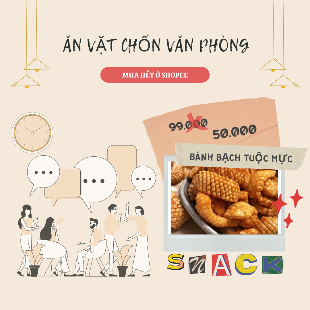 Bánh Snack bạch tuộc mực Thái Lan là một trong những món không thể thiếu trong tủ đồ ăn vặt của dân văn phòng. Sản phẩm hiện giảm sâu 49% chỉ còn 50.000 đồng.
