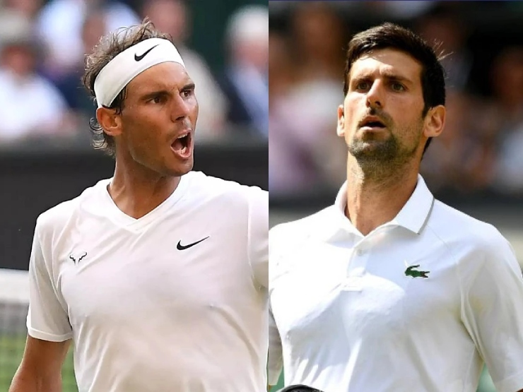 Nadal gửi lời chúc tới Djokovic (bên phải) đã giành ngôi vô địch Wimbledon 2022