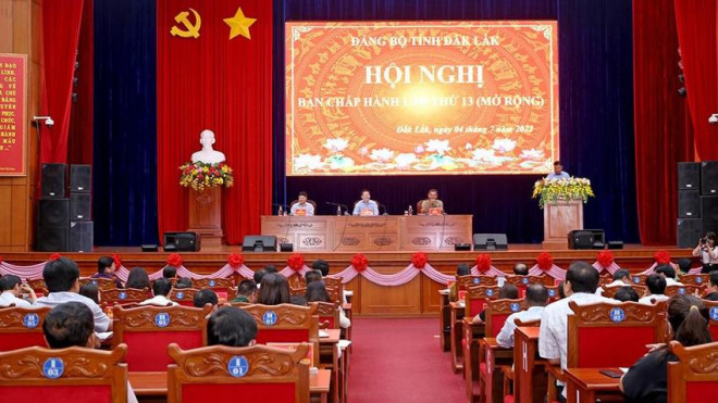 Hội nghị Ban chấp hành Đảng bộ tỉnh lần thứ 13 (mở rộng) (Ảnh: daklak.gov.vn)
