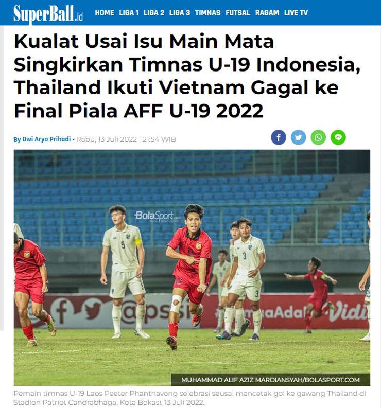 Báo Indonesia hả hê trước thất bại của U19 Việt Nam và U19 Thái Lan