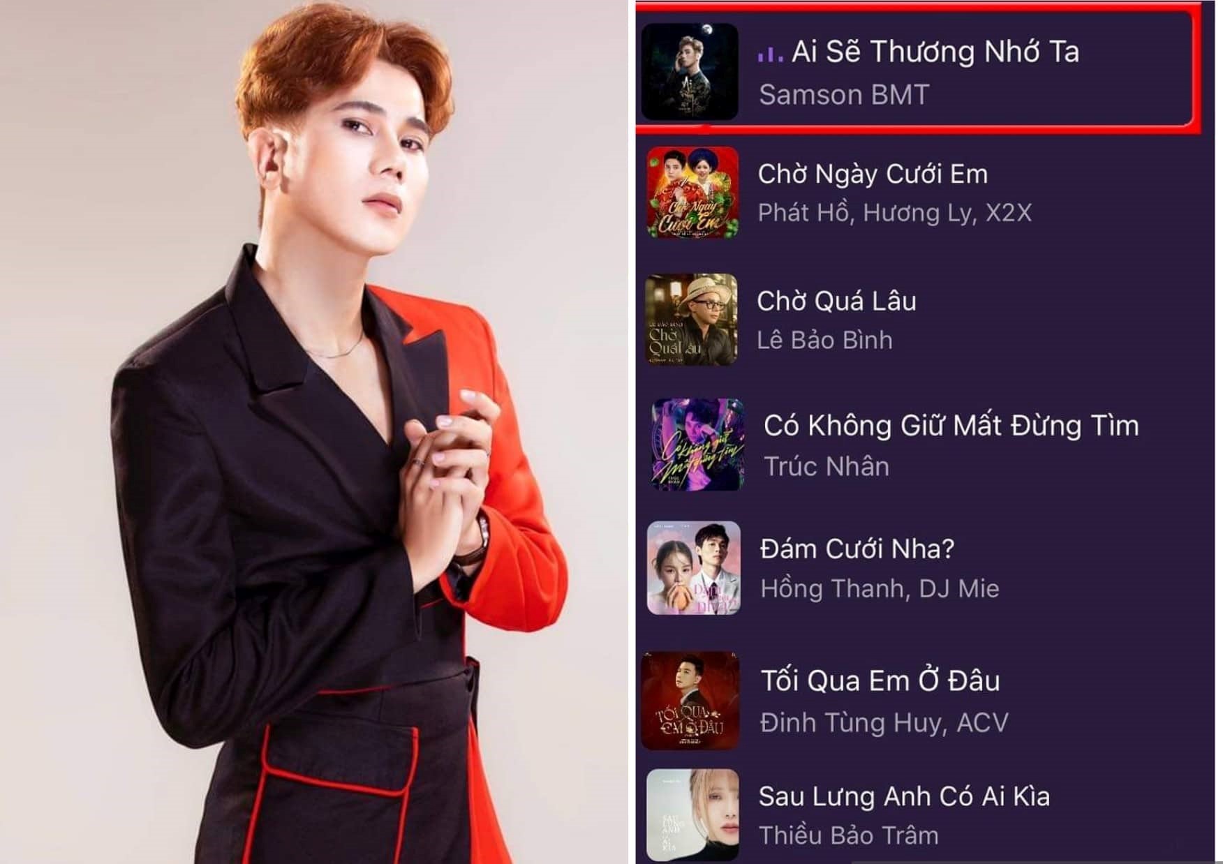 Ca khúc mới của Samson BMT vượt loạt&nbsp; hit của Hương Ly, Lê Bảo Bình trên bảng xếp hạng nhạc&nbsp;Việt