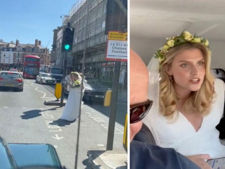 Bạn trẻ - Cuộc sống - Clip: Gặp cô dâu “bối rối” trên phố, người đàn ông có hành động tuyệt vời