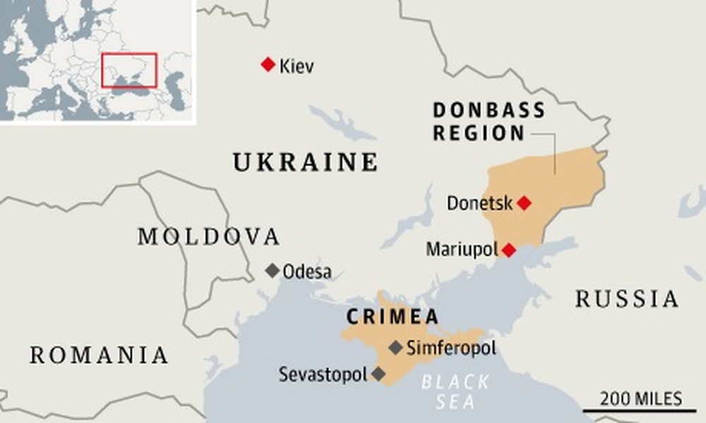 Nga tuyên bố sáp nhập&nbsp;bán đảo Crimea vào năm 2014 (ảnh: Daily Mail)