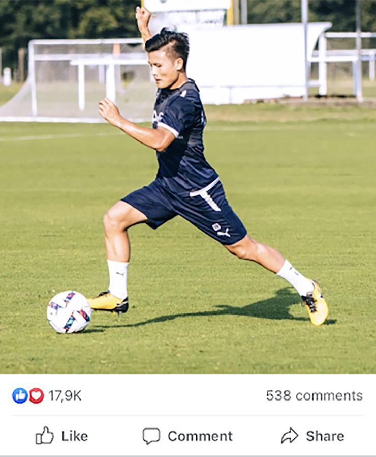 Bức ảnh mới nhất của Quang Hải tại Pau FC nhận "bão" like cùng lượt tương tác khủng