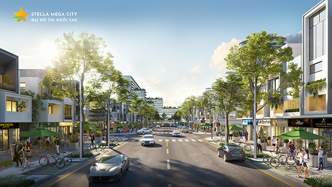 Stella Mega City được quy hoạch nhiều tuyến đường thương mại nội khu