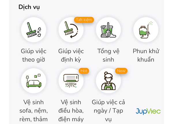 Hình ảnh những dịch vụ JupViec.vn đang cung cấp