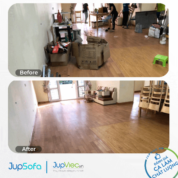 Hình kết quả thực tế sau một ca JupViec.vn