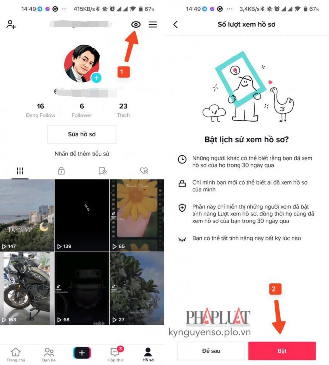 Cách xem ai đã vào hồ sơ TikTok của bạn. Ảnh: MINH HOÀNG