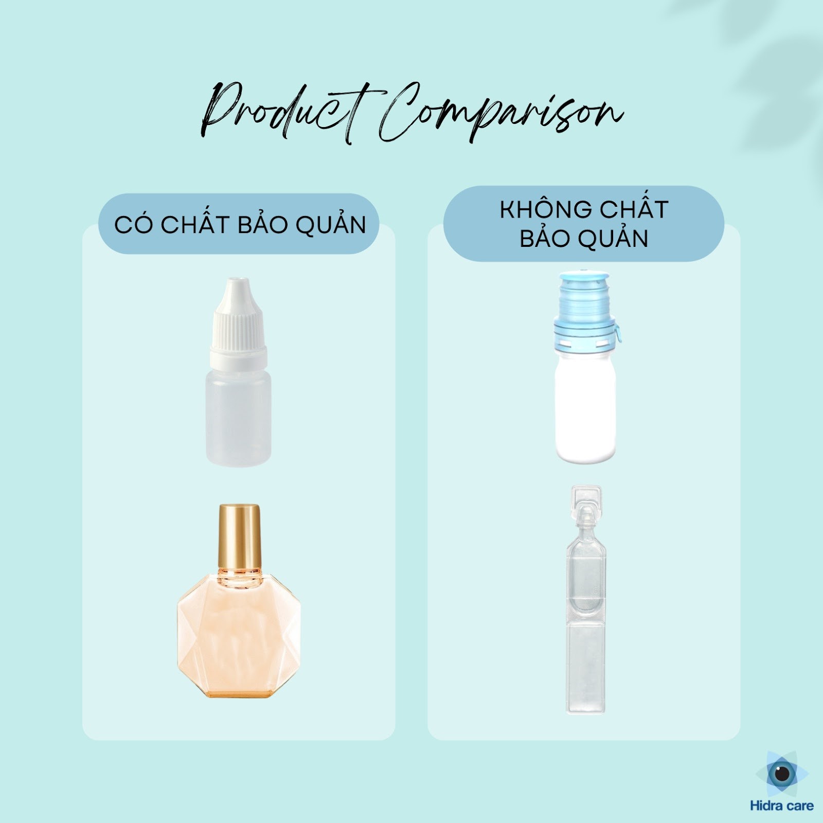 Người dùng có thể phân biệt thuốc nhỏ mắt có hay không có chất bảo quản dễ dàng qua các lọ đựng thuốc