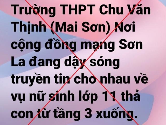 Bác tin ”nữ sinh lớp 11 vứt con vừa sinh từ tầng 3 xuống đất”