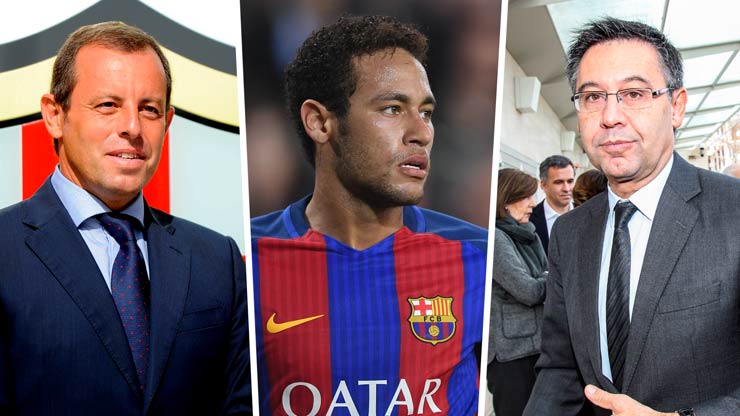 Neymar (giữa) cùng 2 cựu Chủ tịch Barca Sandro Rosell (trái) và Josep Maria Bartomeu sẽ cùng nhau phải ra hầu tòa vào 2 tuần cuối tháng 10 năm nay vì nghi án tham nhũng và gian lận&nbsp;