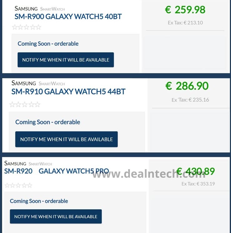 Mức giá bị rò rỉ của Galaxy Watch 5 và Galaxy Watch 5 Pro trước khi ra mắt.