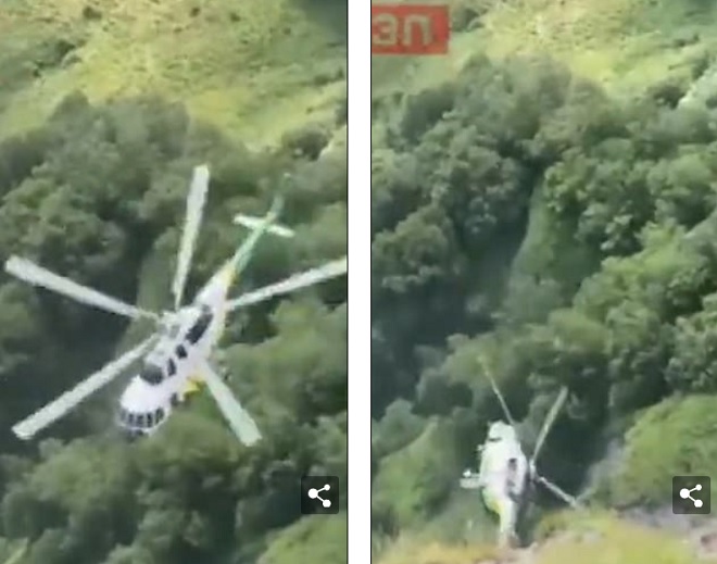 Trực thăng mất kiểm soát, rơi xuống vách núi.