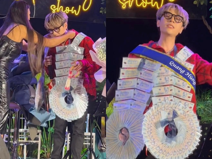 Quang Hùng MasterD được fan tặng tiền trên sân khấu