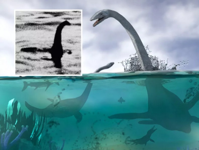 Quái vật hồ Loch Ness, được cho là chụp vào ngày 19 tháng 4 năm 1934, và một hình minh họa của Plesiosaurs.&nbsp;Hơn 1.000 người tuyên bố đã nhìn thấy 'Nessie'. Hiện&nbsp;khu vực này là một điểm thu hút khách du lịch nổi tiếng
