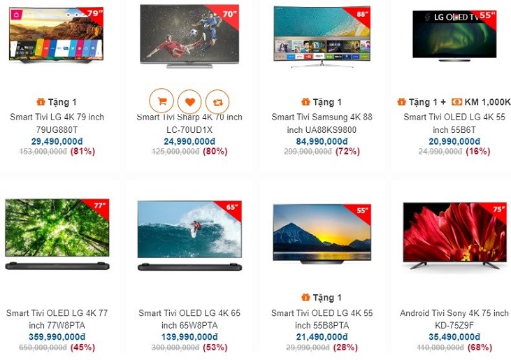 Loạt tivi giảm giá sốc