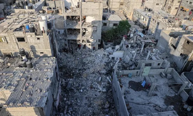 Hiện trường vụ không kích khiến chỉ huy Khaled Mansour của Nhóm Thánh chiến Hồi giáo Palestine thiệt mạng.