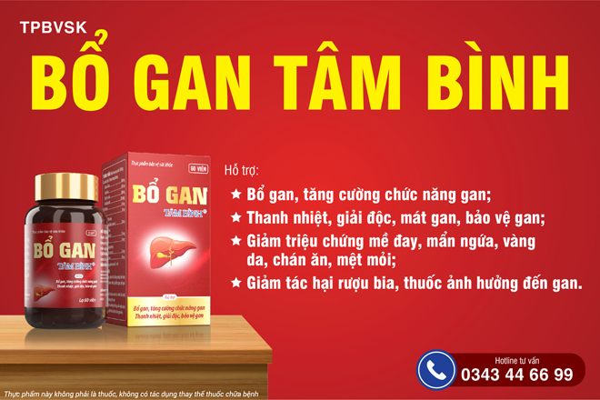 TPBVSK Bổ gan Tâm Bình – Hỗ trợ giải độc gan, giảm tác hại rượu bia ảnh hưởng đến gan