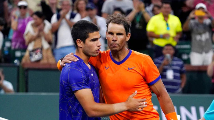 Alcaraz đang "phả hơi nóng" vào vị trí của Nadal (áo cam)