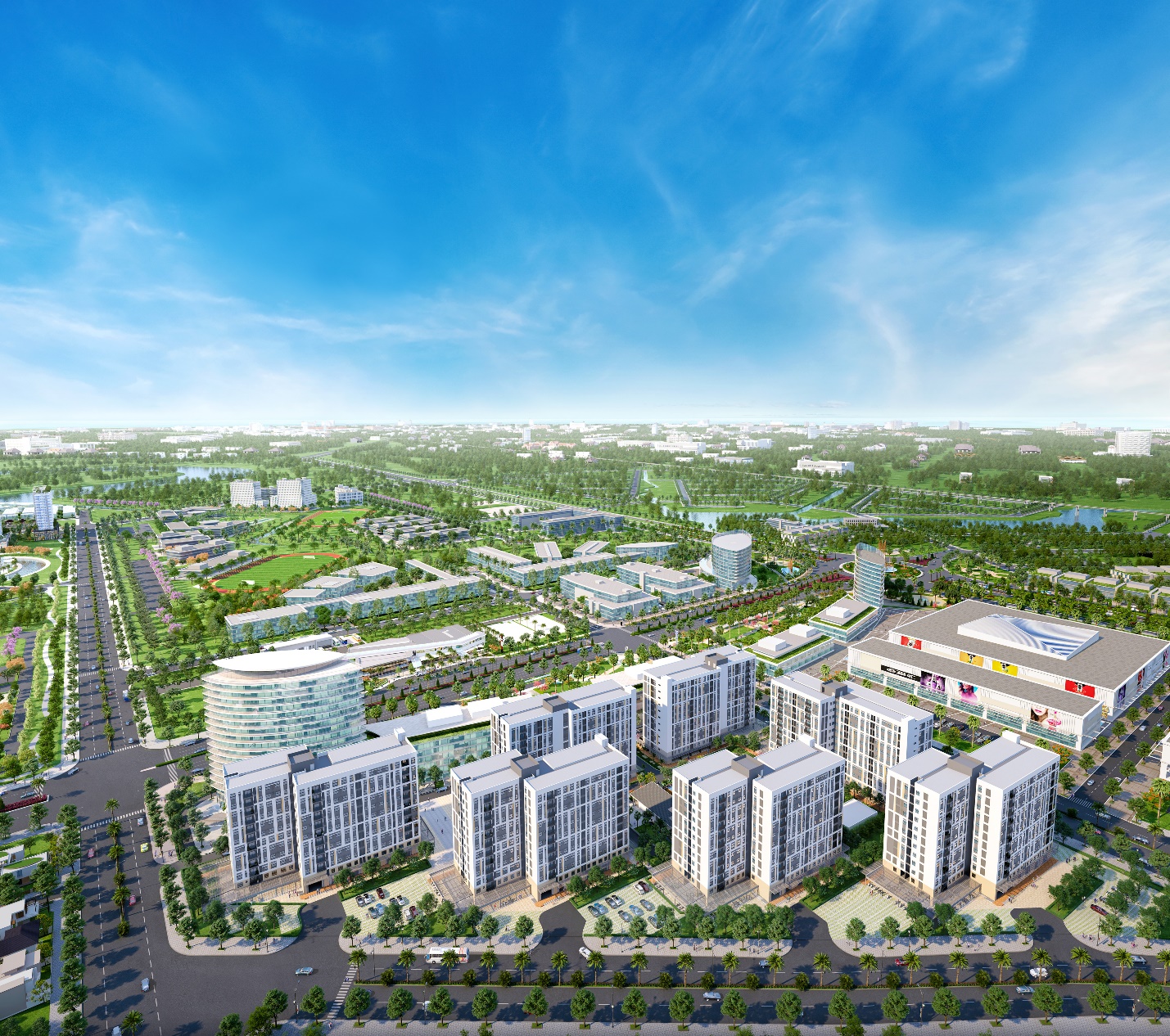 Phối cảnh tổng thể EHome Southgate tọa lạc ở vị trí cửa ngõ “thành phố bên sông” Waterpoint.