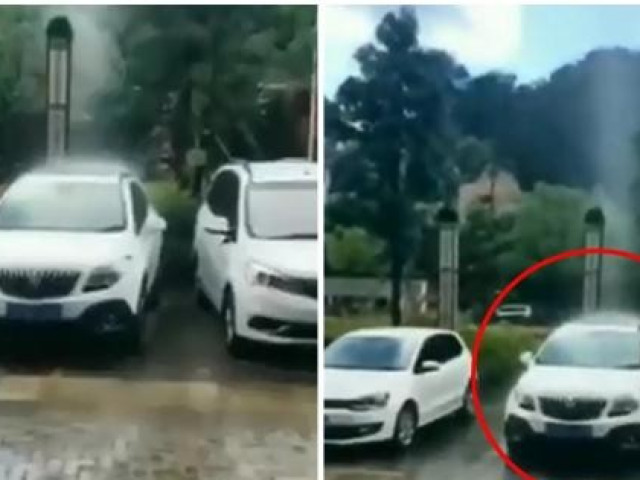 Bạn trẻ - Cuộc sống - Mưa chỉ trút xuống đúng một chiếc ô tô trong bãi đậu xe đông đúc, có phải "lỗi do ăn ở"?