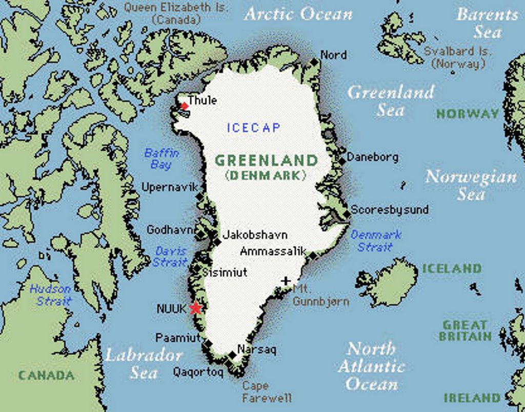 Hòn đảo Greenland trên bản đồ (ảnh: CNN)