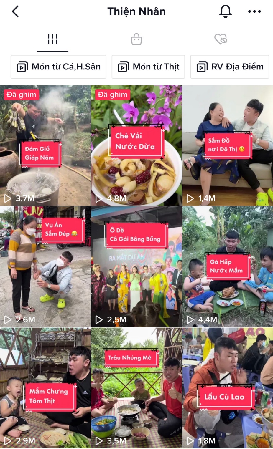 Kênh Tiktok @thiennhan5272 thường xuyên đăng tải những video ẩm thực dân dã (Ảnh: chụp màn hình kênh Tiktok Thiện Nhân)