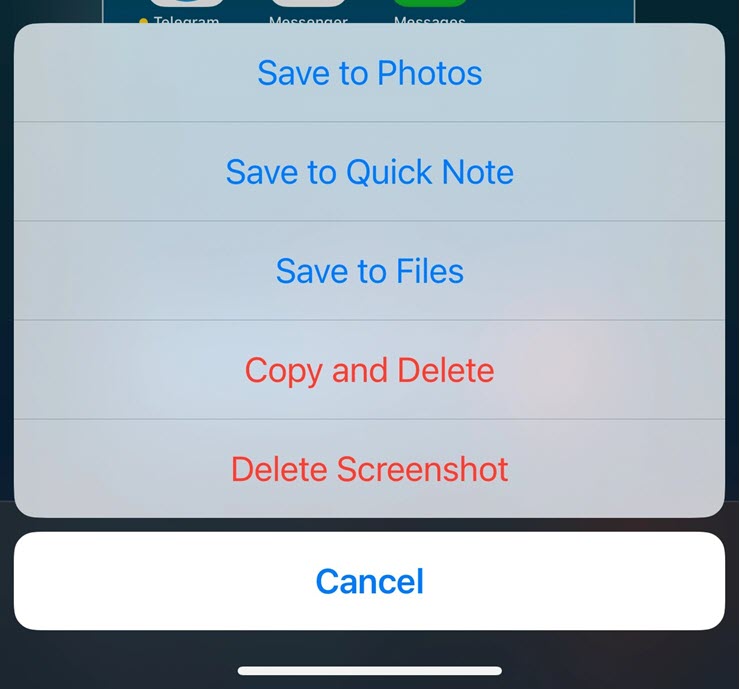 iOS 16 cung cấp tùy chọn sao chép và xóa ảnh chụp màn hình.