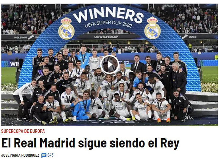 Tờ Marca gọi Real Madrid là "Vua của châu Âu"