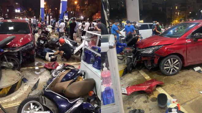 Hiện trường vụ "xe điên" tông nhiều người tại cây xăng ở Hà Nội