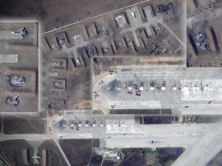 Ảnh vệ tinh chụp sau vụ nổ lớn tại căn cứ không quân Nga ở Crimea