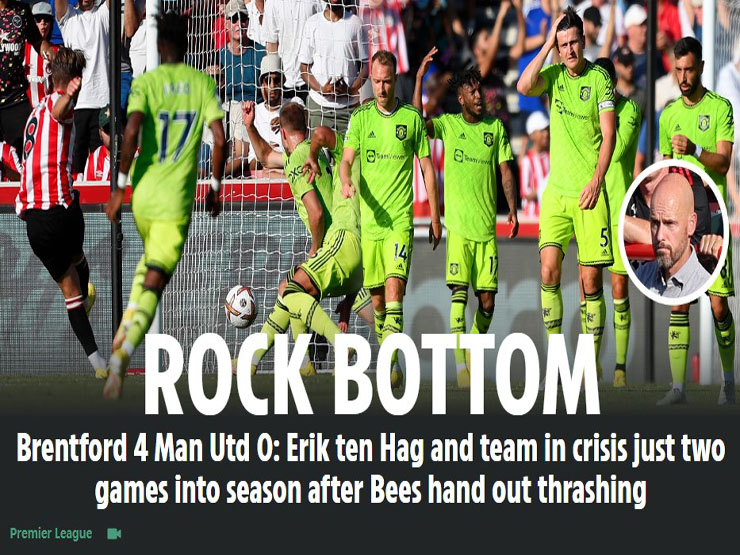 Bóng đá - MU thua thảm & xếp bét bảng: Báo Anh giận dữ chỉ trích cả Ten Hag lẫn De Gea