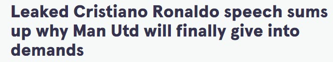 The Mirror đăng bài gợi lại đoạn thu âm Ronaldo nói về quyết định về MU hay Man City của mình