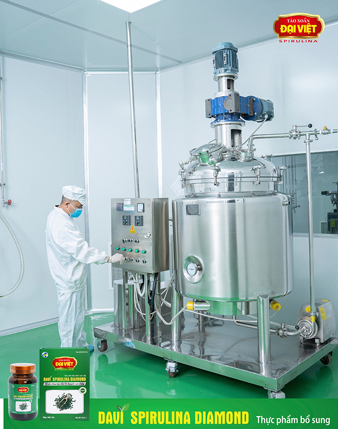 Tảo xoắn Đại Việt sở hữu nhà máy chế biến tảo xoắn Spirulina đạt chuẩn GMP&nbsp;ở Việt Nam