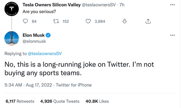 Elon Musk khẳng định ông chỉ đùa