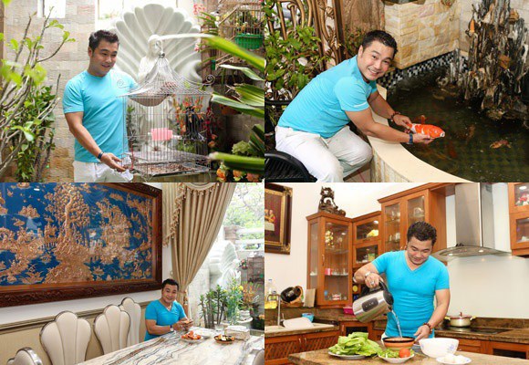 Là người yêu thiên nhiên, Lý Hùng rất thích căn biệt thự này vì có đủ khoảng không gian để thỏa thích với những đam mê của mình. Hồ cá, chim cảnh là những thú vui của nam diễn viên.
