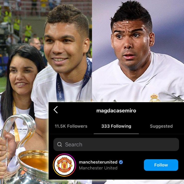 Mẹ Casemiro "theo dõi" tài khoản Instagram chính thức của MU