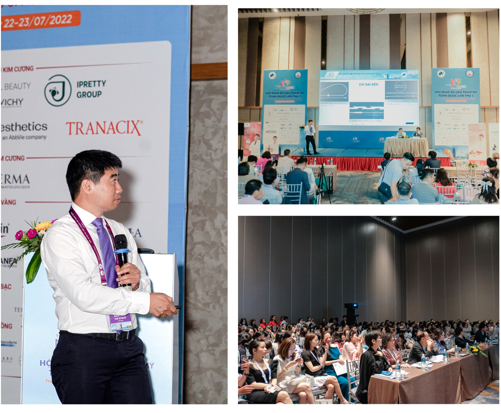 TS.BS Vũ Thái Hà đại diện UVL mang đến Hội nghị bài thuyết trình ấn tượng với chủ đề "Nghệ thuật nâng kéo bằng chỉ với tăng thể tích bằng bột chỉ"