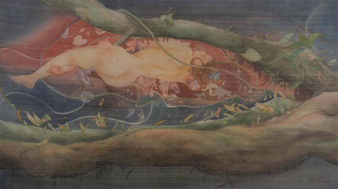 Họa sĩ trẻ vẽ tranh nude trên nền lụa mỏng - 3