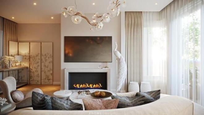 Không gian phòng khách ấm cúng, sang
trọng.