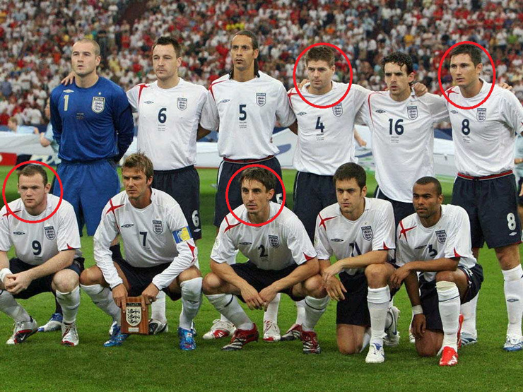 Rooney, Neville, Lampard, Gerrard thuộc "Thế hệ vàng" của bóng đá Anh