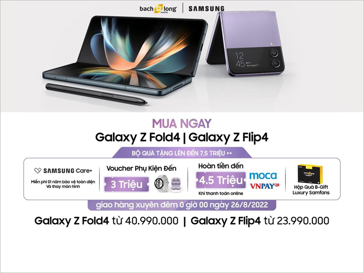 Thời trang Hi-tech - 50 suất cuối cùng giảm đến 15 triệu đồng khi mua siêu phẩm Samsung Galaxy Z Fold4 | Z Flip4 tại Bạch Long Mobile