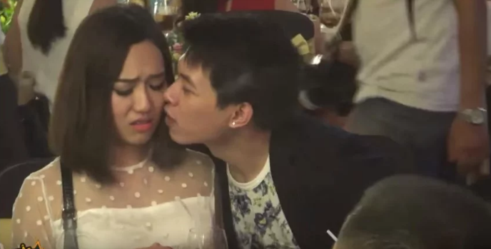 Đây là lần hiếm hoi Anh Tú công khai tình cảm với Diệu Nhi giữa chốn đông người