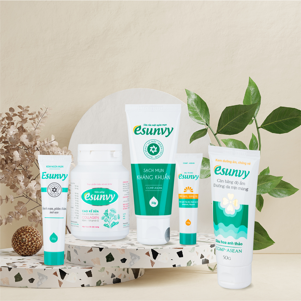 Esunvy đem đến trọn bộ nhu cầu chăm sóc da, đặc biệt với da mụn sẹo thâm