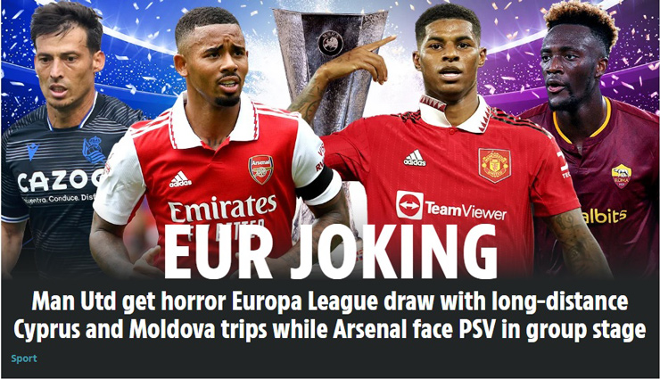 Tờ The Sun của Anh lo lắng cho MU khi phải di chuyển quá xa tại Europa League
